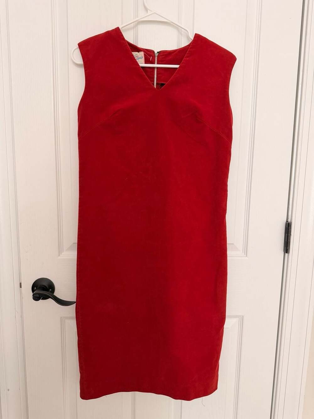 Vintage Pat Richards Red Suede Sleeveless Shift Dress
